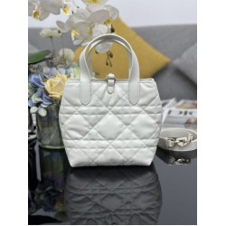 Top Replica Dior Toujours Small Vertical Tote Bag with Lucky Charm, White