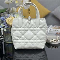Top Replica Dior Toujours Small Vertical Tote Bag with Lucky Charm, White