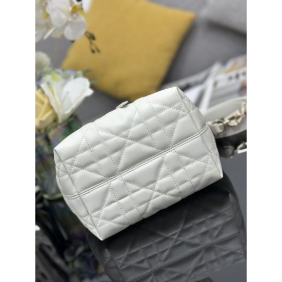 Top Replica Dior Toujours Small Vertical Tote Bag with Lucky Charm, White