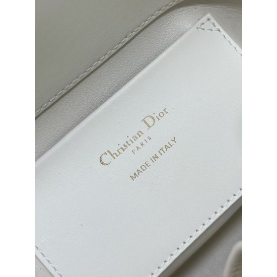 Top Replica Dior Toujours Small Vertical Tote Bag with Lucky Charm, White