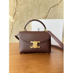 Top Replica Celine Teen Nino top-handle bag in smooth calfskin in burgundy