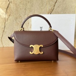 Top Replica Celine Teen Nino top-handle bag in smooth calfskin in burgundy