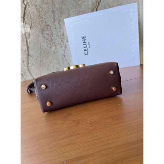 Super Clone Replica Celine Teen Nino top-handle bag in smooth calfskin in burgundy Top Replica Celine Teen Nino top-handle bag in smooth calfskin in burgundy