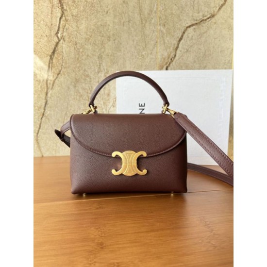 Super Clone Replica Celine Teen Nino top-handle bag in smooth calfskin in burgundy Top Replica Celine Teen Nino top-handle bag in smooth calfskin in burgundy