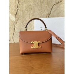 Top Replica Celine Teen Nino top-handle bag in smooth calfskin in brown