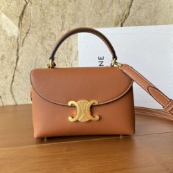 Top Replica Celine Teen Nino top-handle bag in smooth calfskin in brown