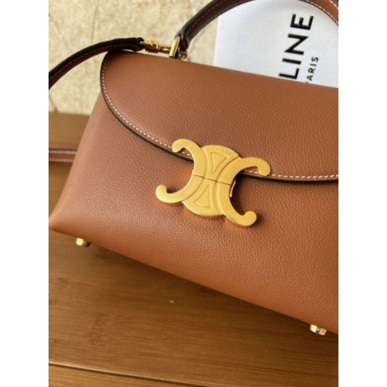 Super Clone Replica Celine Teen Nino top-handle bag in smooth calfskin in brown Top Replica Celine Teen Nino top-handle bag in smooth calfskin in brown