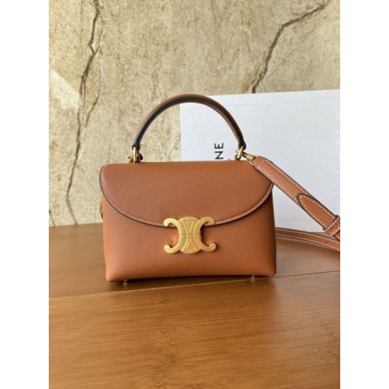 Super Clone Replica Celine Teen Nino top-handle bag in smooth calfskin in brown Top Replica Celine Teen Nino top-handle bag in smooth calfskin in brown
