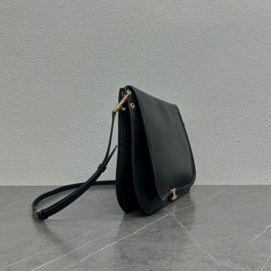 Top Replica Celine Soft Triomphe Besace shoulder bag in black