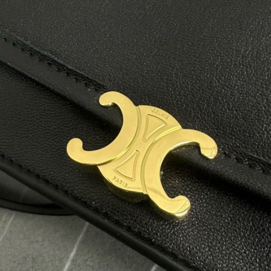 Top Replica Celine Soft Triomphe Besace shoulder bag in black