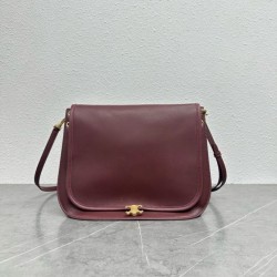 Top Replica Celine Soft Triomphe Besace shoulder bag in burgundy
