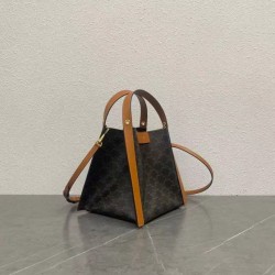 Super Clone Replica Celine Triomphe small cube bag in canvas/calfskin in brown Top Replica Celine Triomphe small cube bag in canvas/calfskin in brown