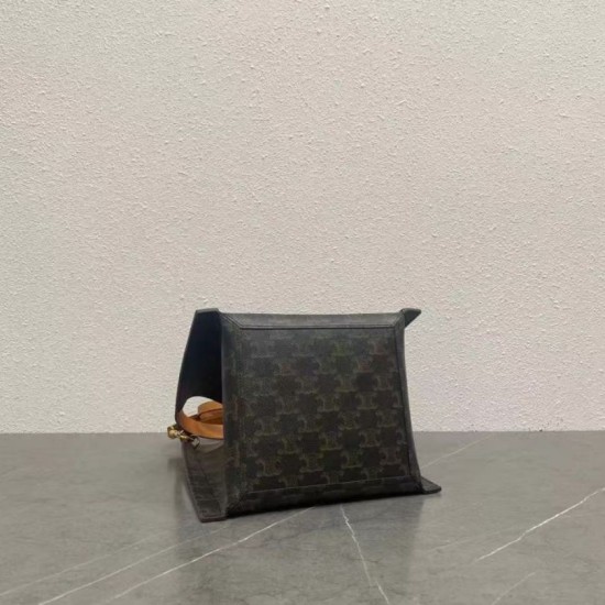 Super Clone Replica Celine Triomphe small cube bag in canvas/calfskin in brown Top Replica Celine Triomphe small cube bag in canvas/calfskin in brown