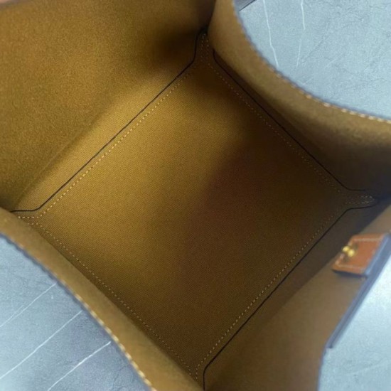 Super Clone Replica Celine Triomphe small cube bag in canvas/calfskin in brown Top Replica Celine Triomphe small cube bag in canvas/calfskin in brown