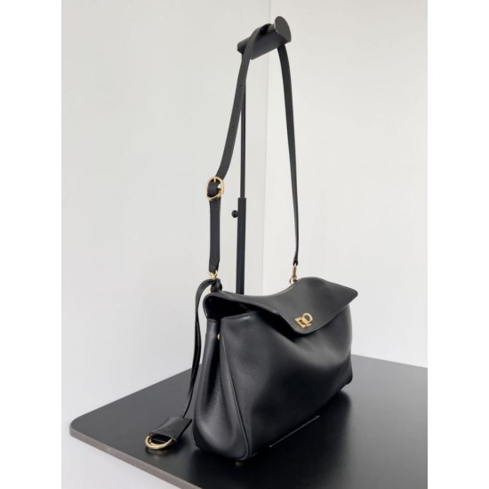 Top Replica Balenciaga Rodeo Medium shoulder bag in black and gold