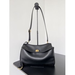 Top Replica Balenciaga Rodeo Medium shoulder bag in black and gold