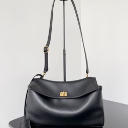 Top Replica Balenciaga Rodeo Medium shoulder bag in black and gold