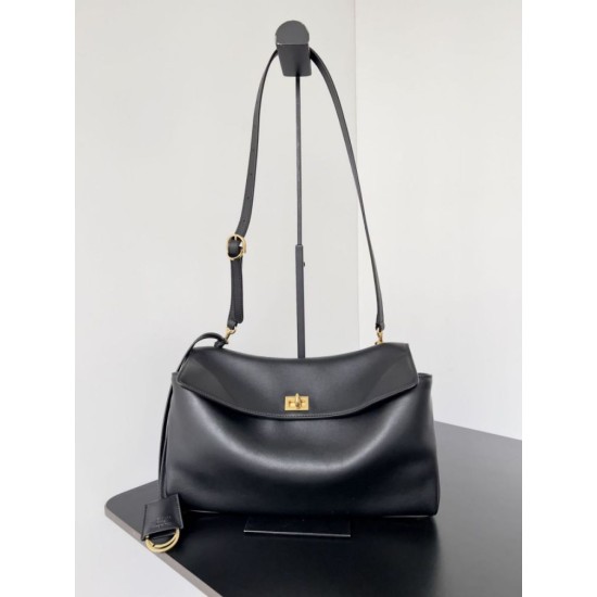 Top Replica Balenciaga Rodeo Medium shoulder bag in black and gold