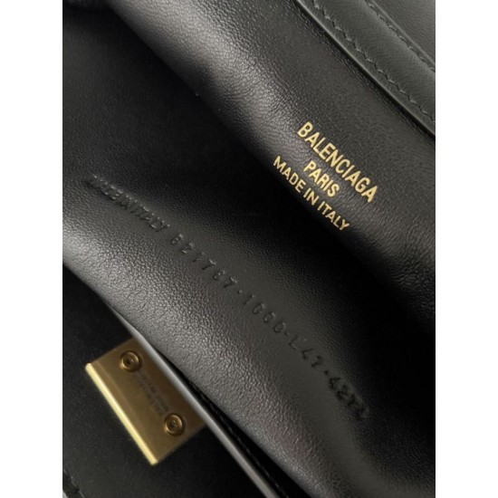 Top Replica Balenciaga Rodeo Medium shoulder bag in black and gold