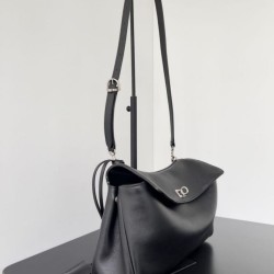 Top Replica Balenciaga Rodeo Medium shoulder bag in black and silver