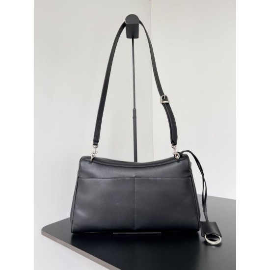 Top Replica Balenciaga Rodeo Medium shoulder bag in black and silver
