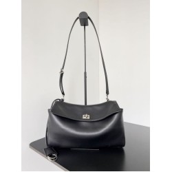 Top Replica Balenciaga Rodeo Medium shoulder bag in black and silver