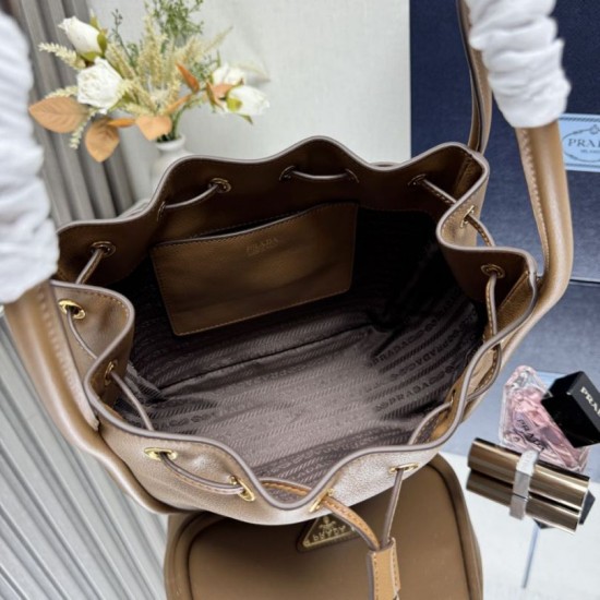 Super Clone Replica Prada Darling Mini Bucket Bag 1BE087 Brown Top Replica Prada Darling Mini Bucket Bag 1BE087 Brown