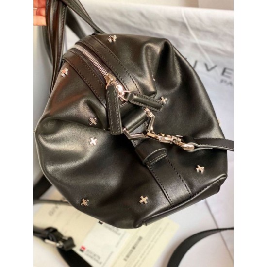 Top Replica Givenchy Nightingale bag with silver-tone cross details in black