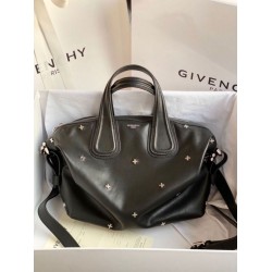 Top Replica Givenchy Nightingale bag with silver-tone cross details in black