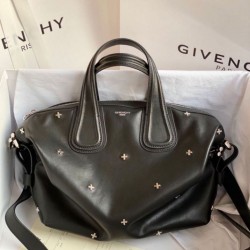 Top Replica Givenchy Nightingale bag with silver-tone cross details in black