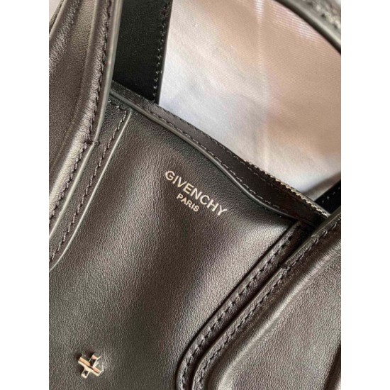 Top Replica Givenchy Nightingale bag with silver-tone cross details in black