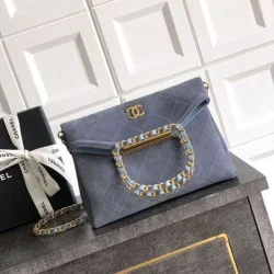 Top Replica Chanel Suede Diana Foldable Tote Bag Small/Medium/Large Blue