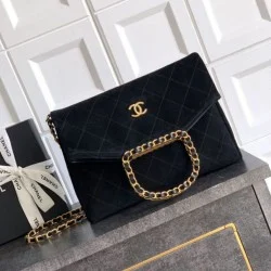 Top Replica Chanel Suede Diana Foldable Tote Bag Small/Medium/Large Black