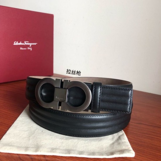 Top Replica Salvatore Ferragamo Men's 3.5cm Belt in Silver, Black