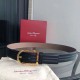 Top Replica Salvatore Ferragamo Men's 3.5cm Belt with Exquisite Gold Pin Buckle, Black