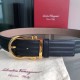 Top Replica Salvatore Ferragamo Men's 3.5cm Belt with Exquisite Gold Pin Buckle, Black