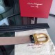 Top Replica Salvatore Ferragamo Men's 3.5cm Belt with Exquisite Gold Pin Buckle, Black