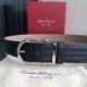 Top Replica Salvatore Ferragamo Men's 3.5cm Belt with Exquisite Silver Pin Buckle, Black