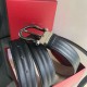 Top Replica Salvatore Ferragamo Men's 3.5cm Belt with Exquisite Silver Pin Buckle, Black