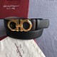 Top Replica Salvatore Ferragamo Men's 3.5cm Reversible Belt with Gold Metal Clip, Black