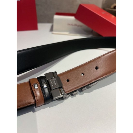Top Replica Salvatore Ferragamo Men's 3.5cm Belt with Black Buckle
