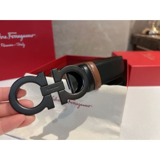 Top Replica Salvatore Ferragamo Men's 3.5cm Belt with Black Buckle