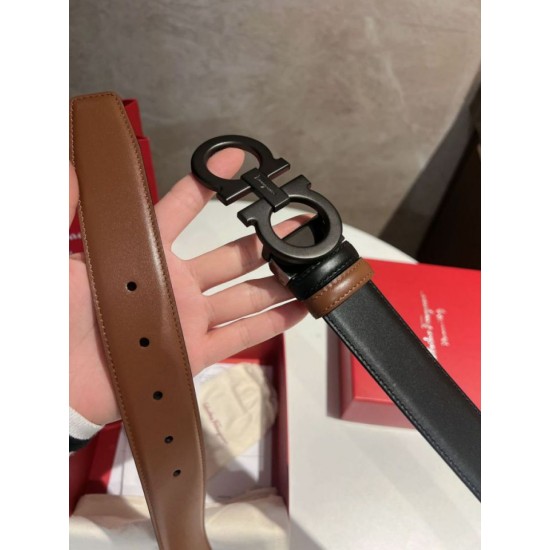 Top Replica Salvatore Ferragamo Men's 3.5cm Belt with Black Buckle