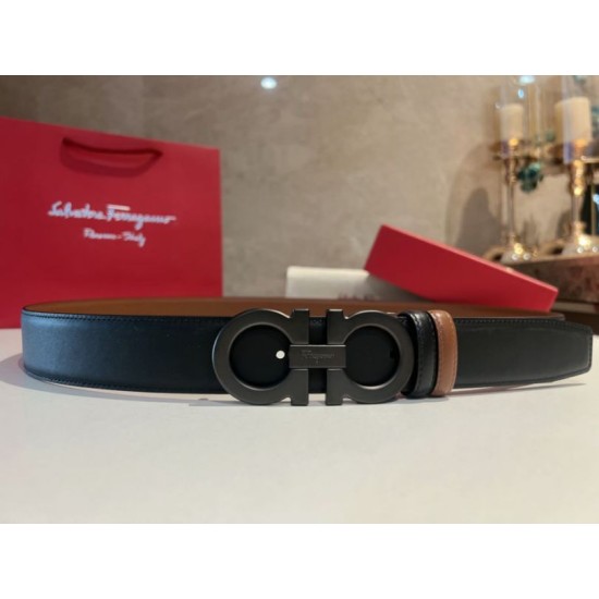 Top Replica Salvatore Ferragamo Men's 3.5cm Belt with Black Buckle