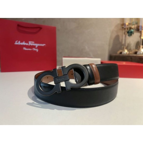 Top Replica Salvatore Ferragamo Men's 3.5cm Belt with Black Buckle