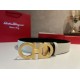 Top Replica Salvatore Ferragamo Men's 3.5cm Reversible Belt with Metal Clip Gold Black/White