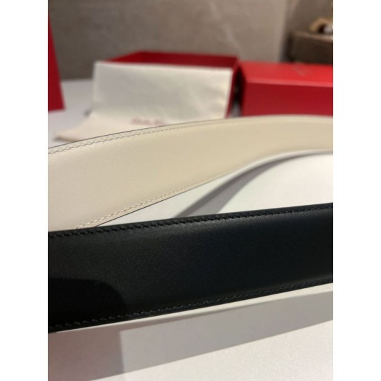 Top Replica Salvatore Ferragamo Men's 3.5cm Reversible Belt with Metal Clip Gold Black/White