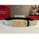 Top Replica Salvatore Ferragamo Men's 3.5cm Reversible Belt with Metal Clip Gold Black/White