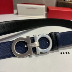 Super Clone Replica Salvatore Ferragamo Men's 3.5 cm Reversible Belt with Silver Metal Clip (Black/Blue) Top Replica Salvatore Ferragamo Men's 3.5 cm Reversible Belt with Silver Metal Clip (Black/Blue)