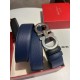 Top Replica Salvatore Ferragamo Men's 3.5 cm Reversible Belt with Silver Metal Clip (Black/Blue)
